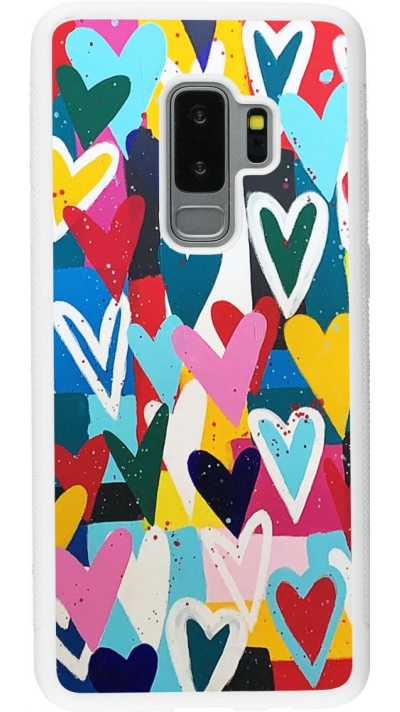 Coque Samsung Galaxy S9+ - Silicone rigide blanc Joyful Hearts