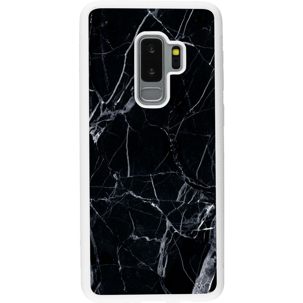 Coque Samsung Galaxy S9+ - Silicone rigide blanc Marble Black 01