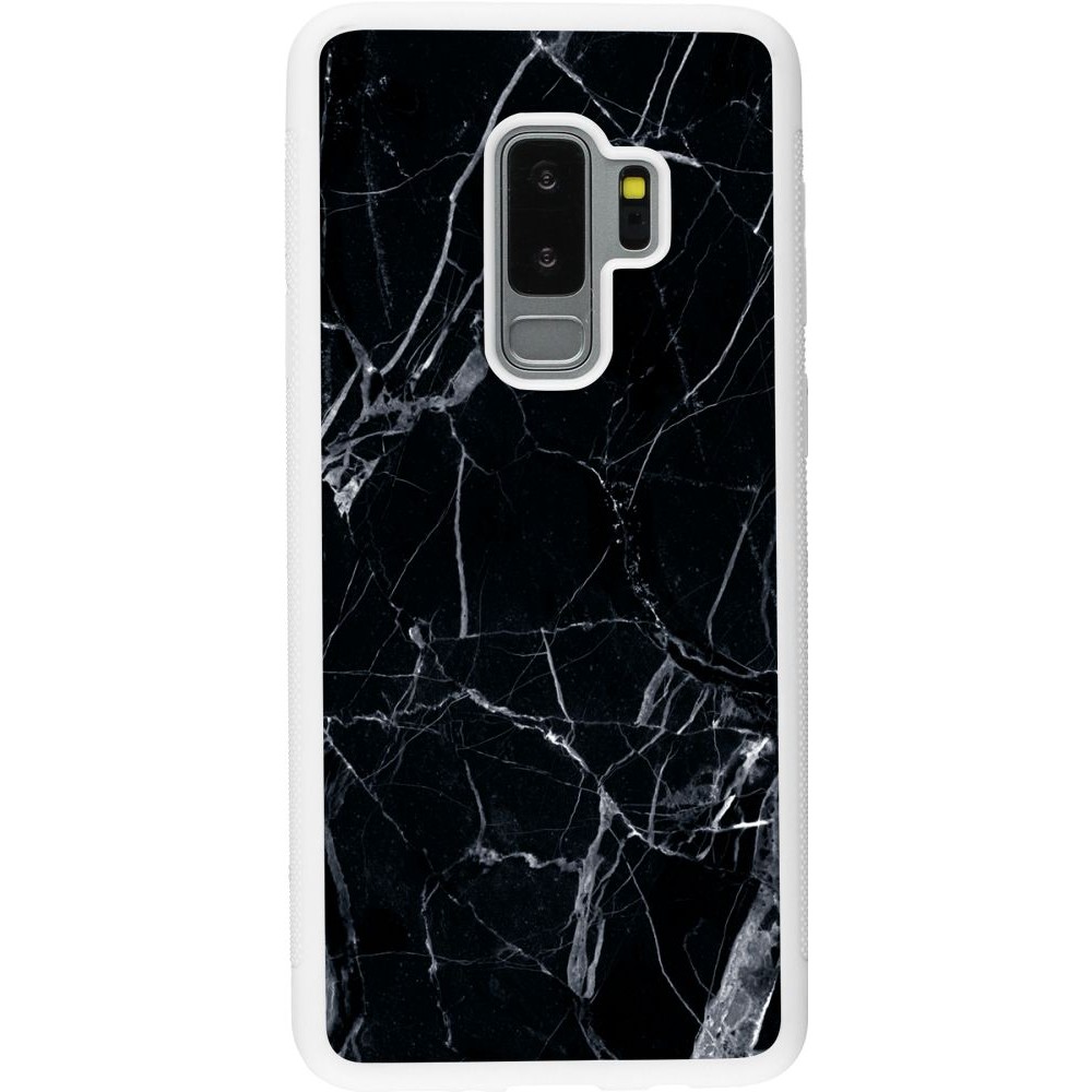 Hülle Samsung Galaxy S9+ - Silikon weiss Marble Black 01