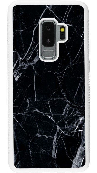 Coque Samsung Galaxy S9+ - Silicone rigide blanc Marble Black 01