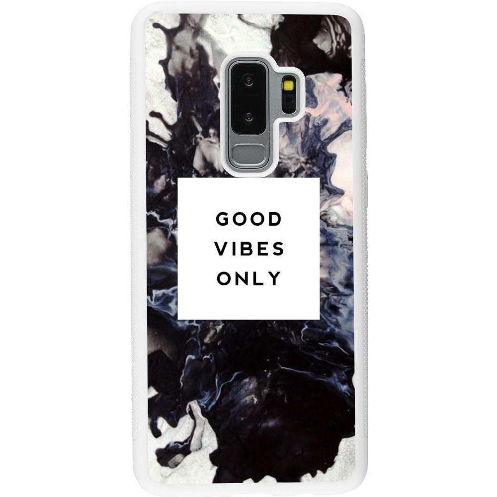 Coque Samsung Galaxy S9+ - Silicone rigide blanc Marble Good Vibes Only