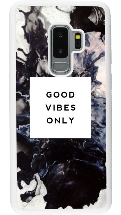 Coque Samsung Galaxy S9+ - Silicone rigide blanc Marble Good Vibes Only