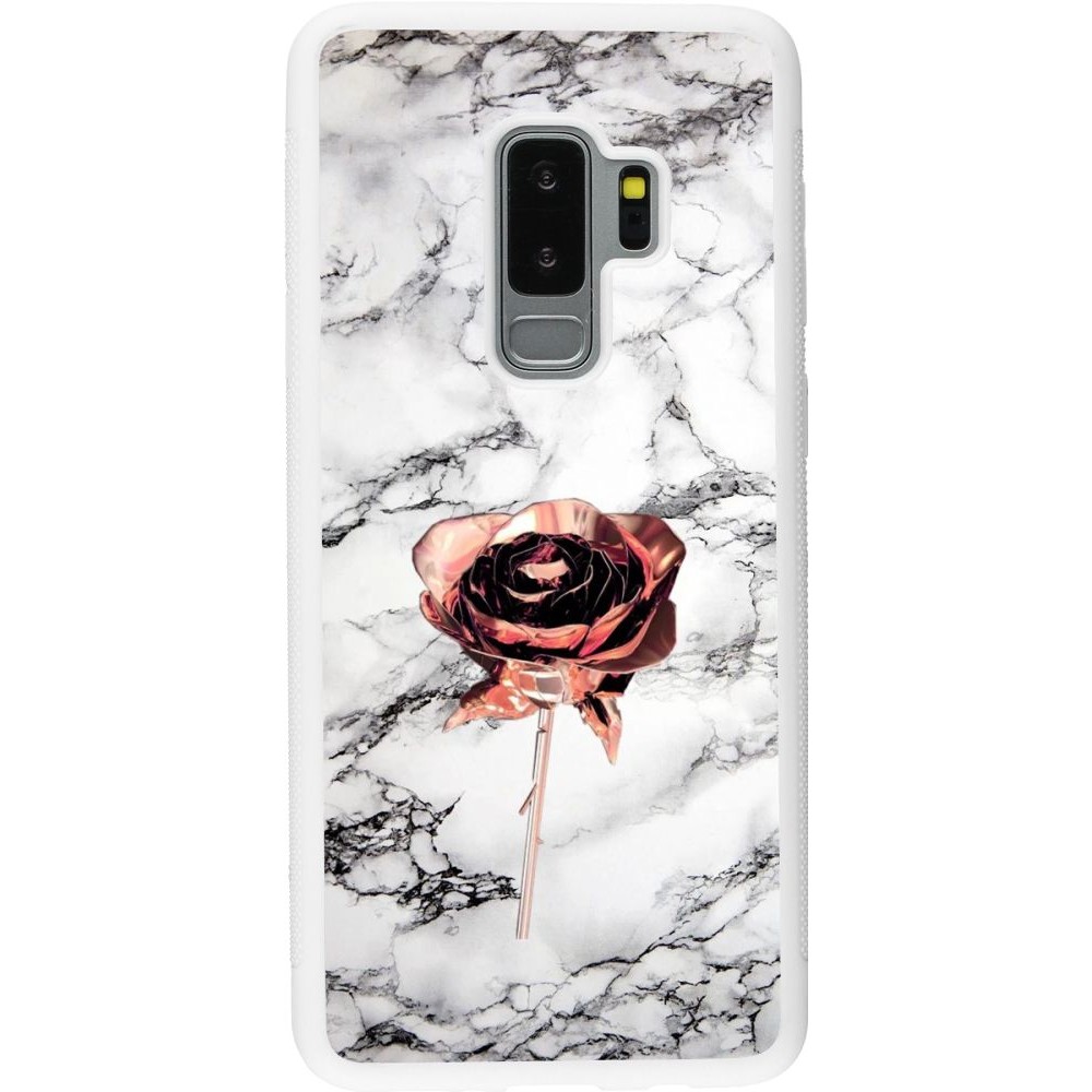 Hülle Samsung Galaxy S9+ - Silikon weiss Marble Rose Gold