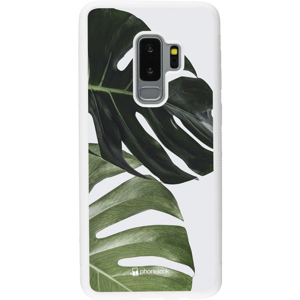 Coque Samsung Galaxy S9+ - Silicone rigide blanc Monstera Plant