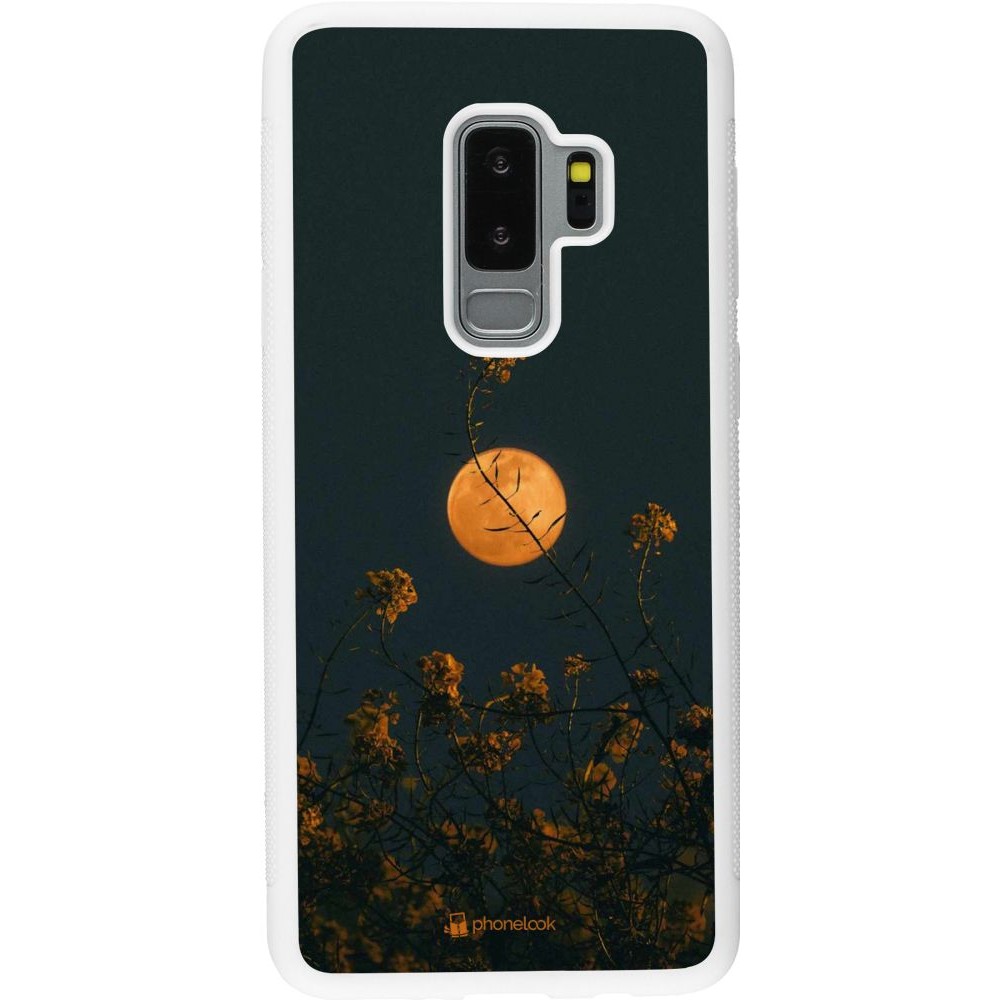 Coque Samsung Galaxy S9+ - Silicone rigide blanc Moon Flowers