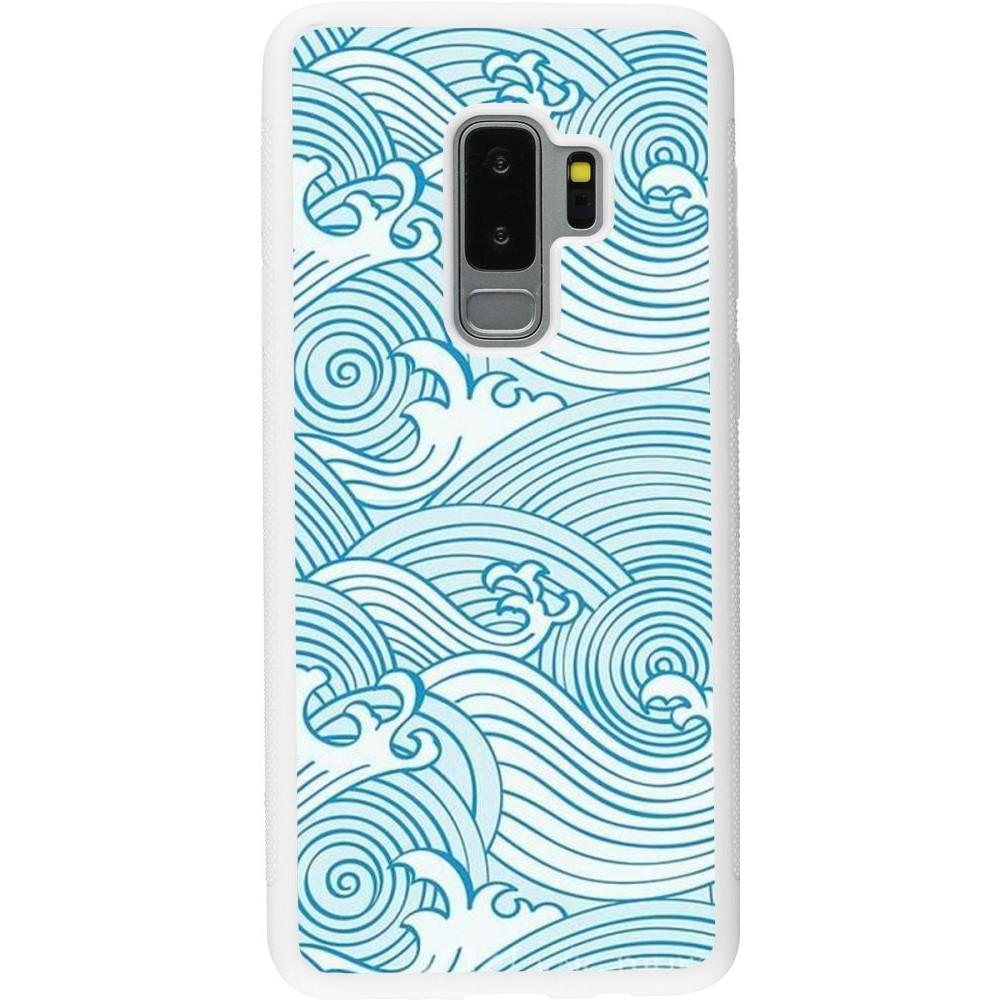 Coque Samsung Galaxy S9+ - Silicone rigide blanc Ocean Waves