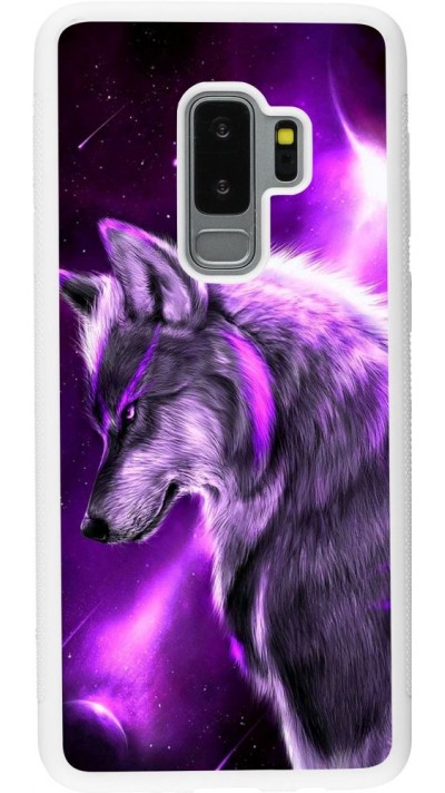 Coque Samsung Galaxy S9+ - Silicone rigide blanc Purple Sky Wolf