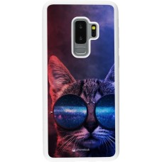 Hülle Samsung Galaxy S9+ - Silikon weiss Red Blue Cat Glasses