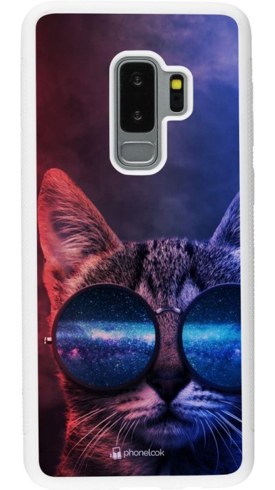 Coque Samsung Galaxy S9+ - Silicone rigide blanc Red Blue Cat Glasses