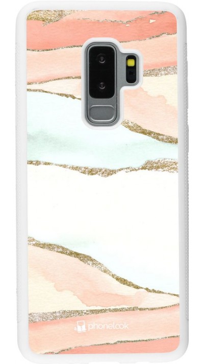 Coque Samsung Galaxy S9+ - Silicone rigide blanc Shimmering Orange