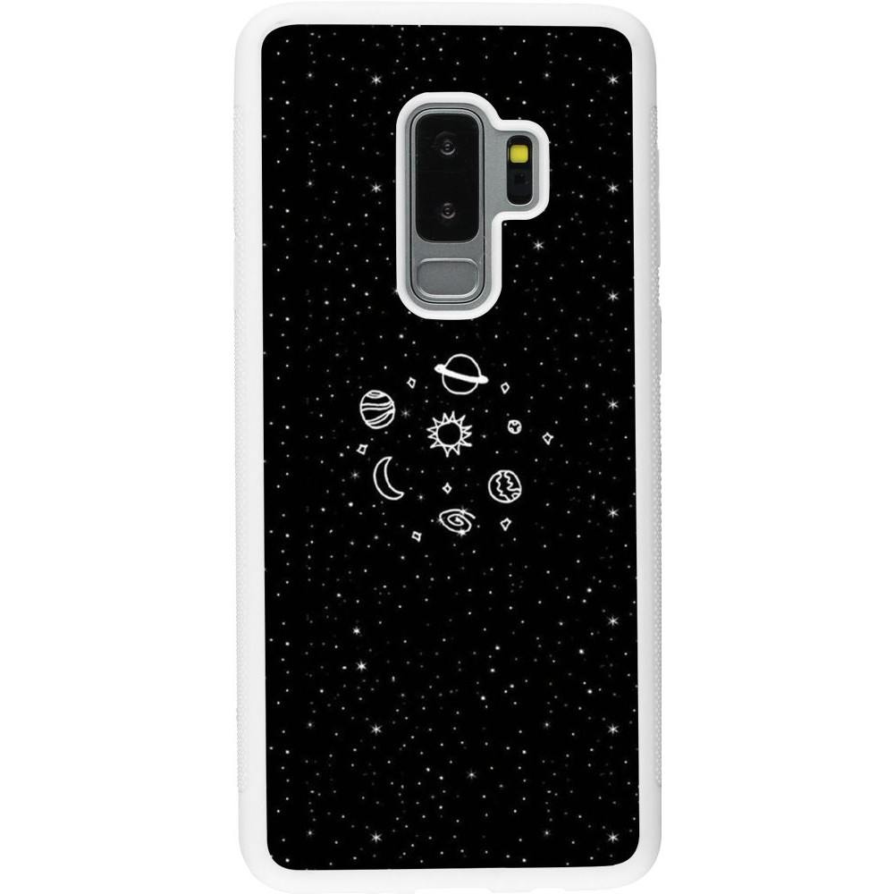 Coque Samsung Galaxy S9+ - Silicone rigide blanc Space Doodle