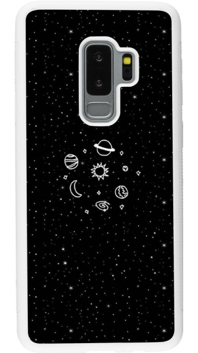 Coque Samsung Galaxy S9+ - Silicone rigide blanc Space Doodle
