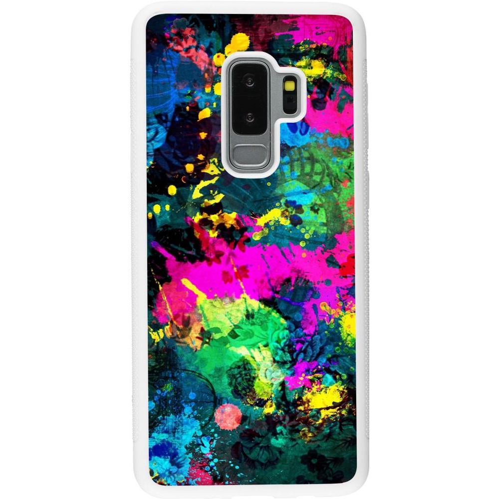 Coque Samsung Galaxy S9+ - Silicone rigide blanc splash paint