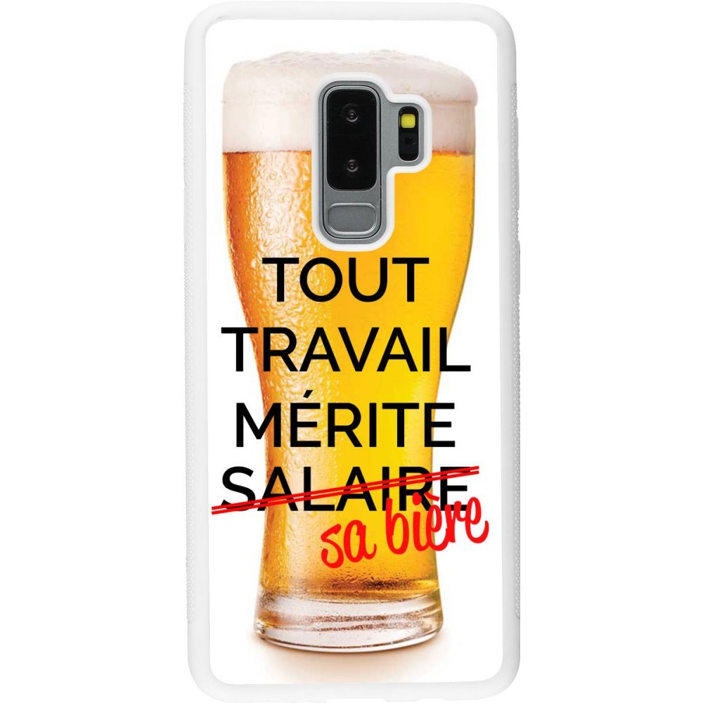 Coque Samsung Galaxy S9+ - Silicone rigide blanc Tout travail mérite sa bière