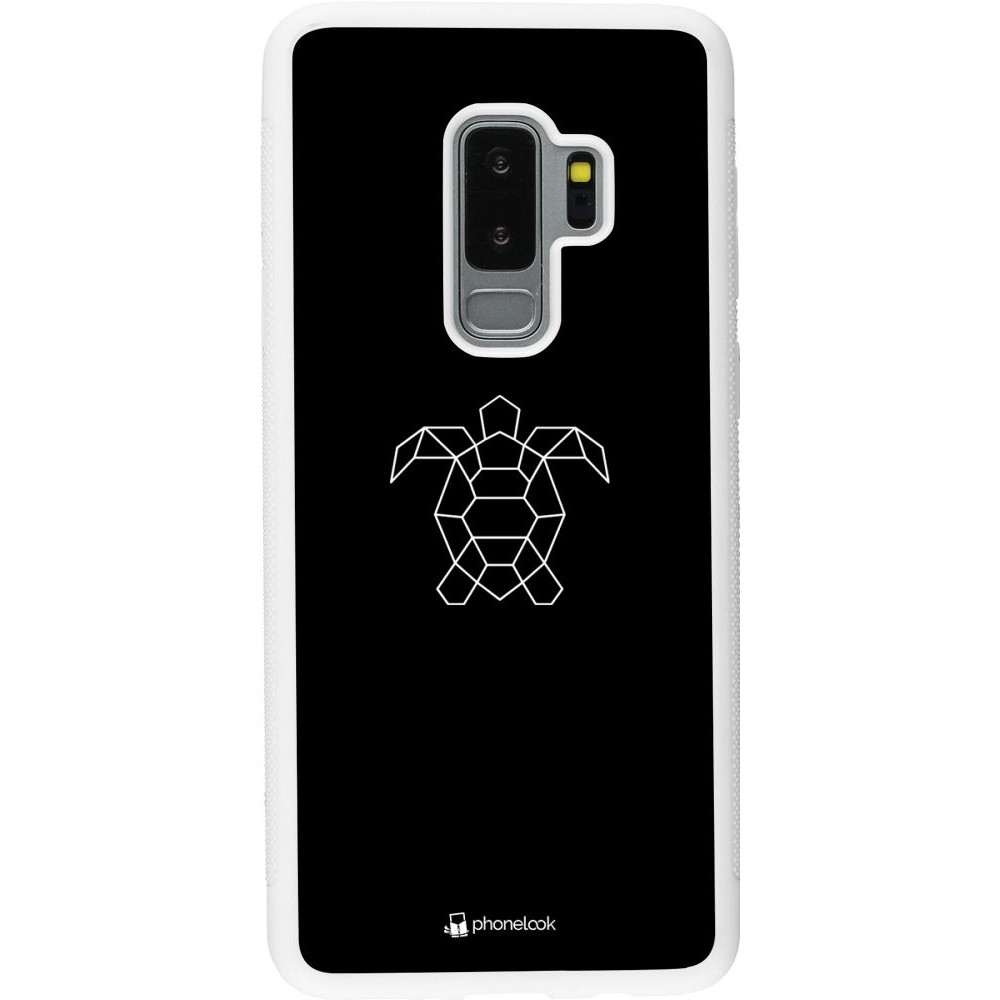 Coque Samsung Galaxy S9+ - Silicone rigide blanc Turtles lines on black