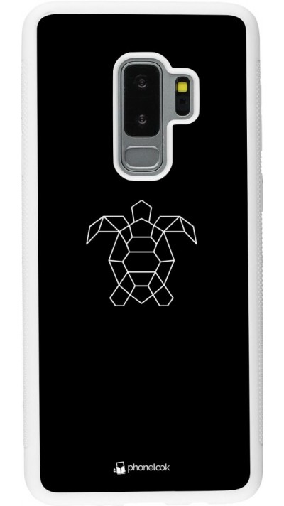 Coque Samsung Galaxy S9+ - Silicone rigide blanc Turtles lines on black