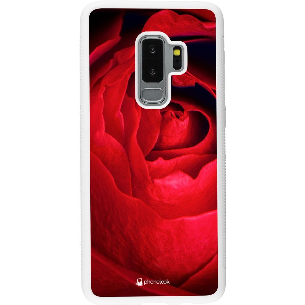 Coque Samsung Galaxy S9+ - Silicone rigide blanc Valentine 2022 Rose