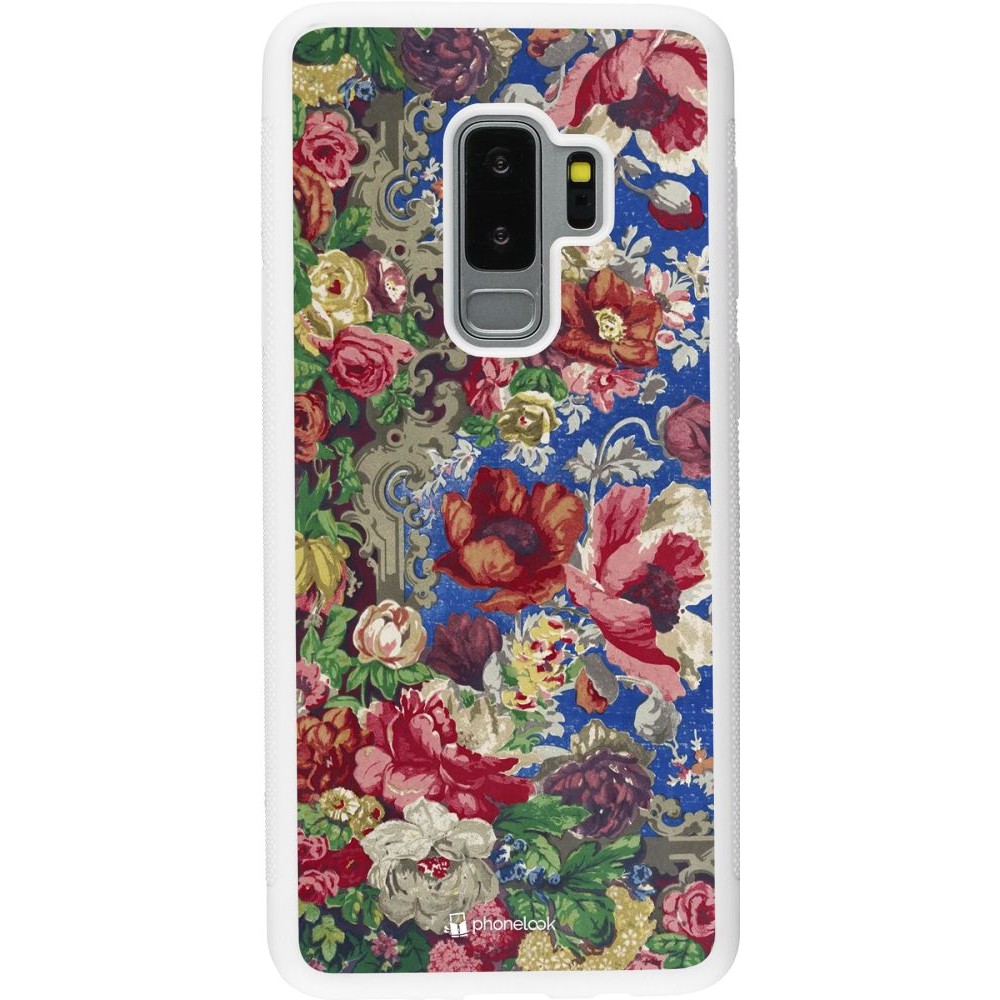 Coque Samsung Galaxy S9+ - Silicone rigide blanc Vintage Art Flowers