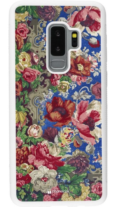 Coque Samsung Galaxy S9+ - Silicone rigide blanc Vintage Art Flowers