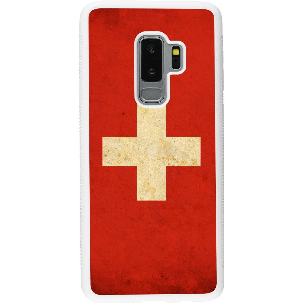 Coque Samsung Galaxy S9+ - Silicone rigide blanc Vintage Flag SWISS