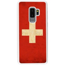 Hülle Samsung Galaxy S9+ - Silikon weiss Vintage Flag SWISS