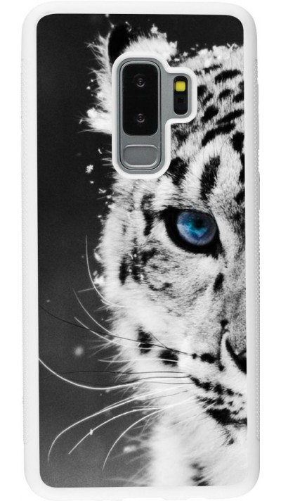 Hülle Samsung Galaxy S9+ - Silikon weiss White tiger blue eye