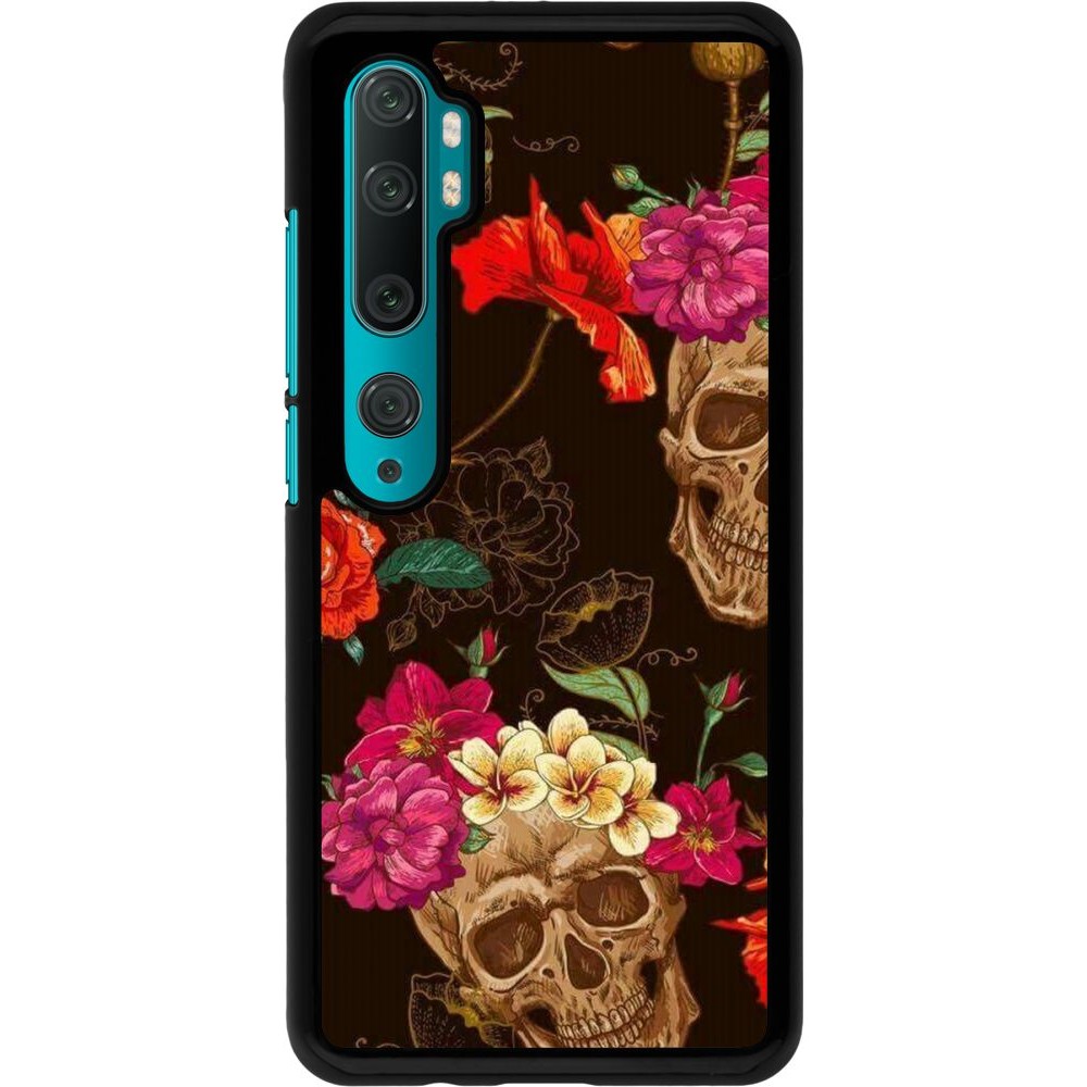 Coque Xiaomi Mi Note 10 / Note 10 Pro - Skulls and flowers