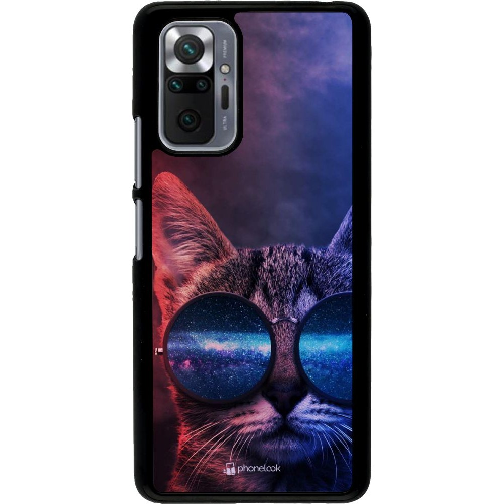 Coque Xiaomi Redmi Note 10 Pro - Red Blue Cat Glasses