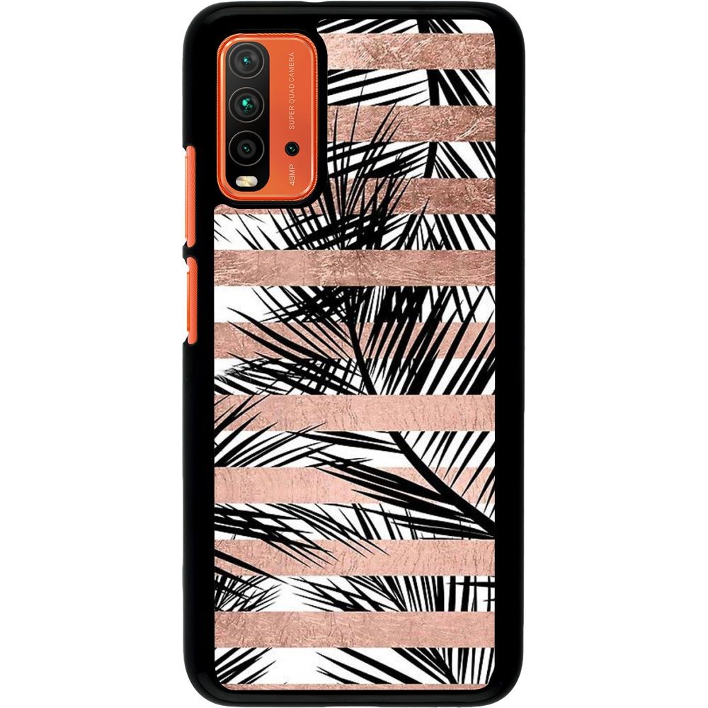 Hülle Xiaomi Redmi 9T - Palm trees gold stripes