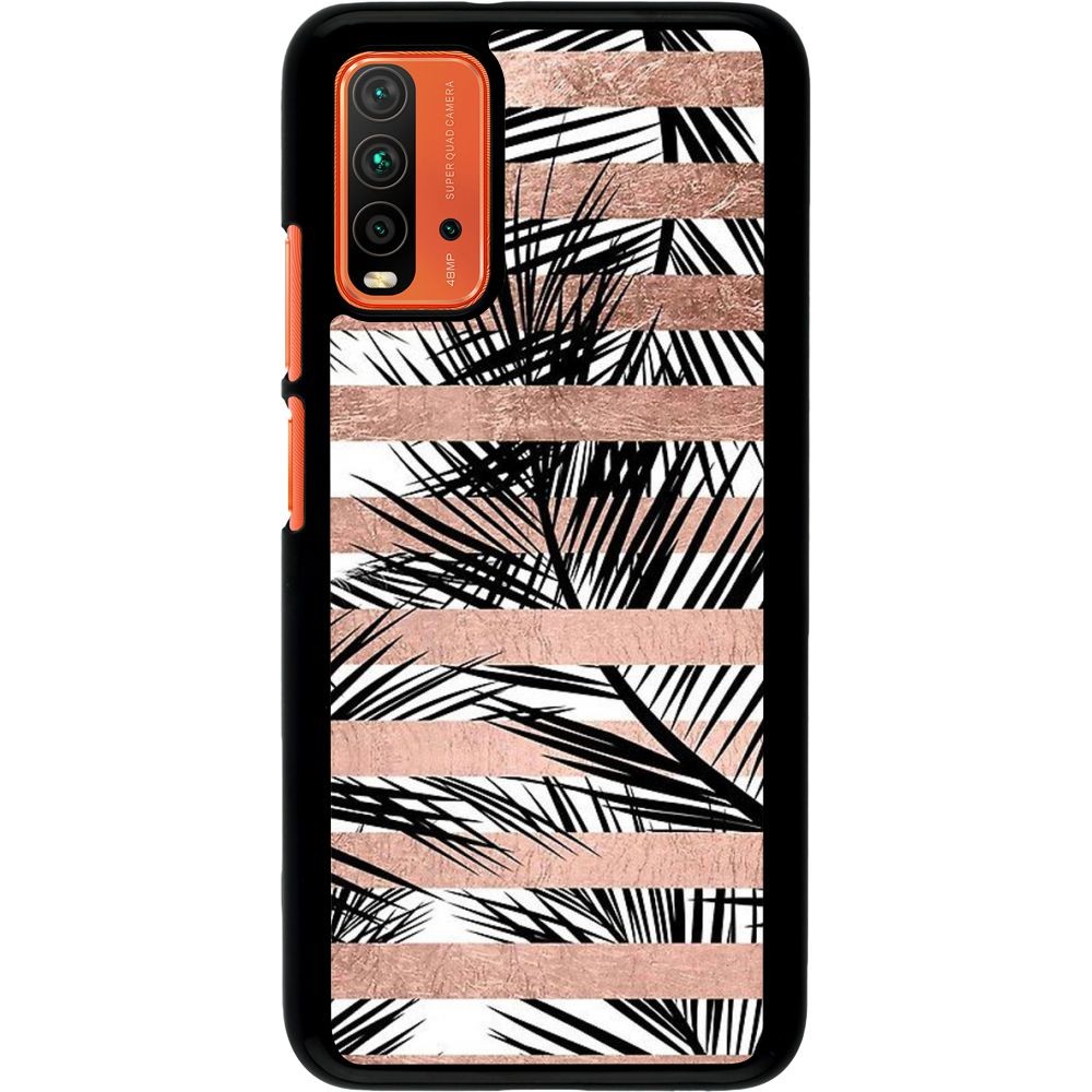 Coque Xiaomi Redmi 9T - Palm trees gold stripes