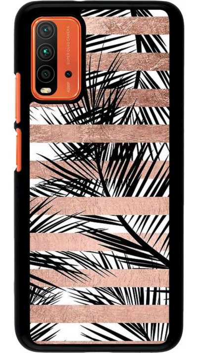 Coque Xiaomi Redmi 9T - Palm trees gold stripes