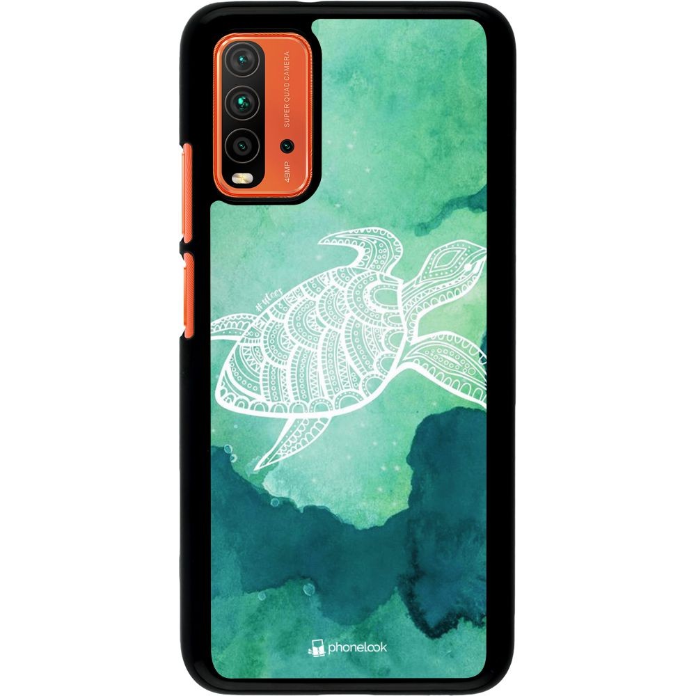 Hülle Xiaomi Redmi 9T - Turtle Aztec Watercolor