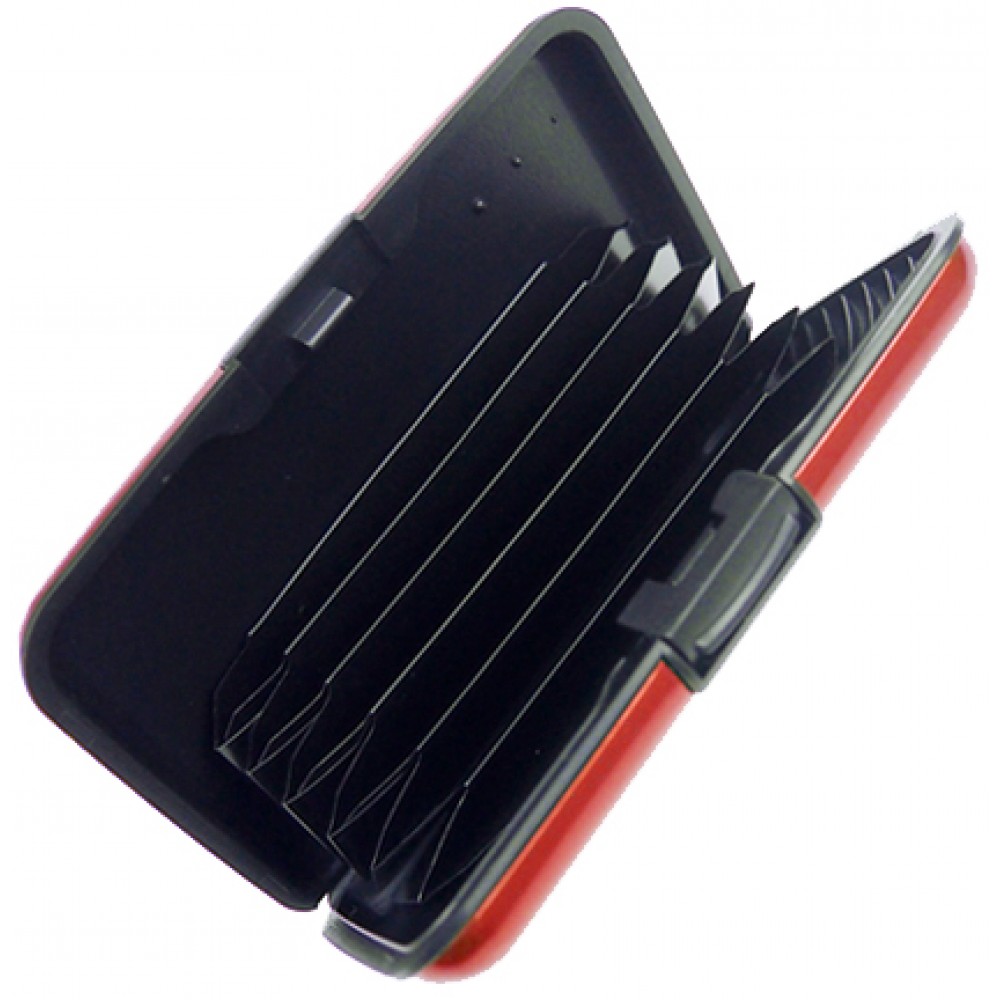 Aluminium Wallet Kartenhalter / Etui robuster Schutz mit 6 Fächern - Rot