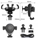 15W 2 in 1 wireless Ladeadapter Qi Telefonhalter für Lüftungsventil & Armaturenbrett Auto Kfz - Schwarz