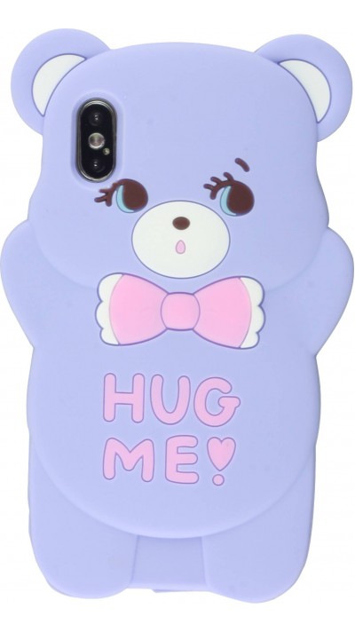 Hülle iPhone X / Xs - 3D Fun Bear Hug me - Violett
