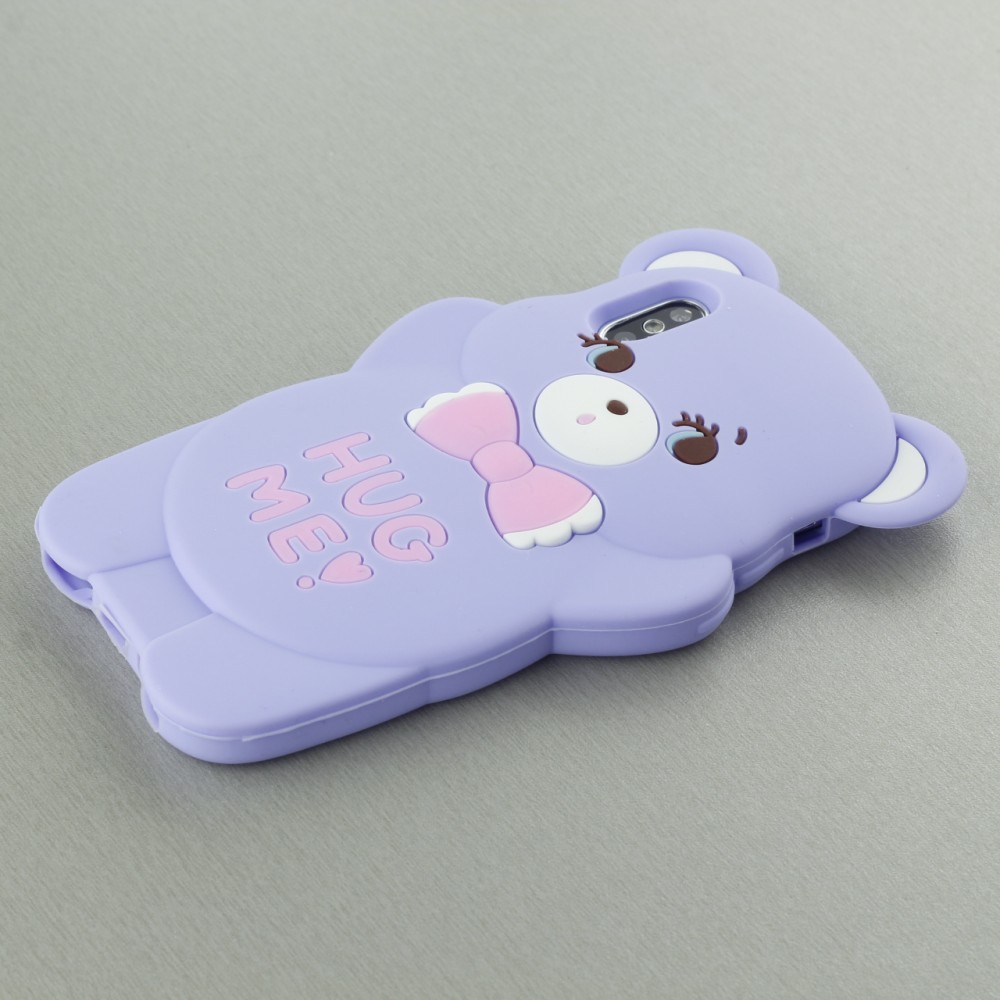 Coque iPhone X / Xs - 3D Fun Bear Hug me - Violet