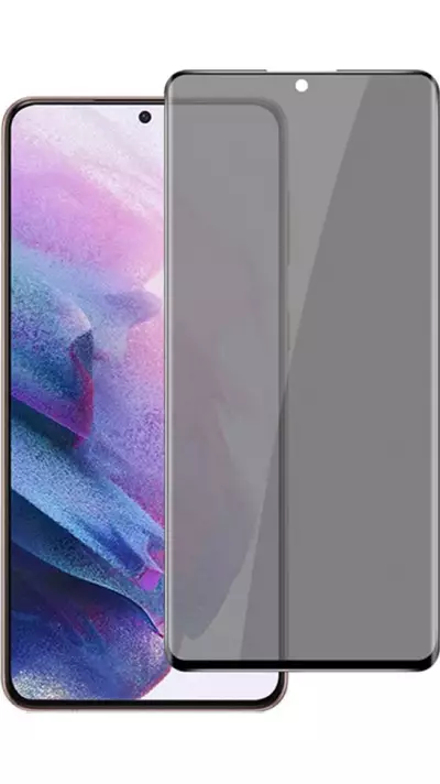3D Tempered Glass Galaxy S21 - Vitre de protection d'écran intégrale Privacy anti-espion avec bords noirs