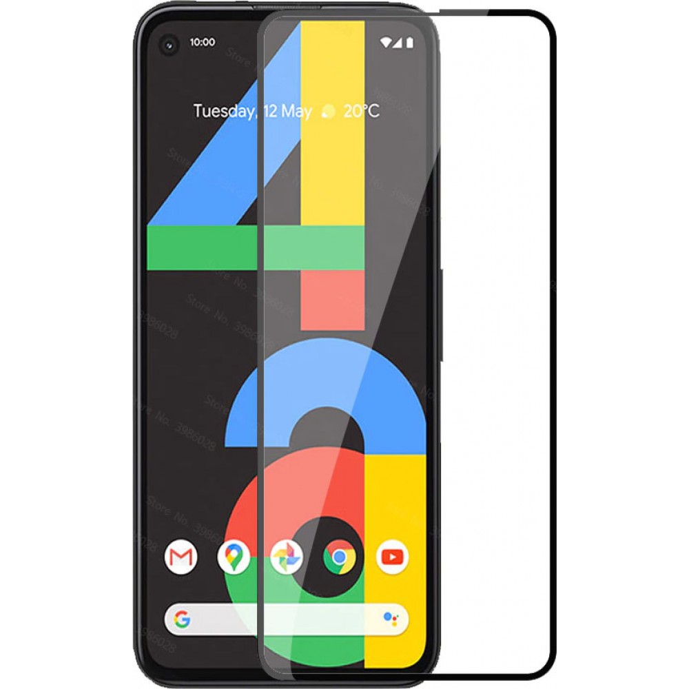 3D Tempered Glass Google Pixel 4a  - Full Screen Display Schutzglas mit schwarzem Rahmen