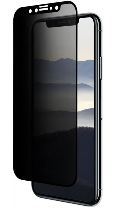 3D Tempered Glass iPhone X / Xs - Vitre de protection d'écran intégrale Privacy anti-espion avec bords noirs