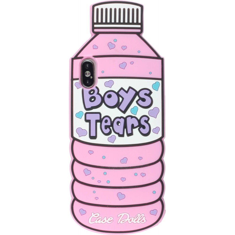 Coque iPhone X / Xs - 3D Fun Bouteille boys tears - Rose