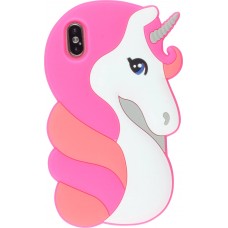 Hülle iPhone X / Xs - 3D Fun Pretty licorne - Dunkelrosa