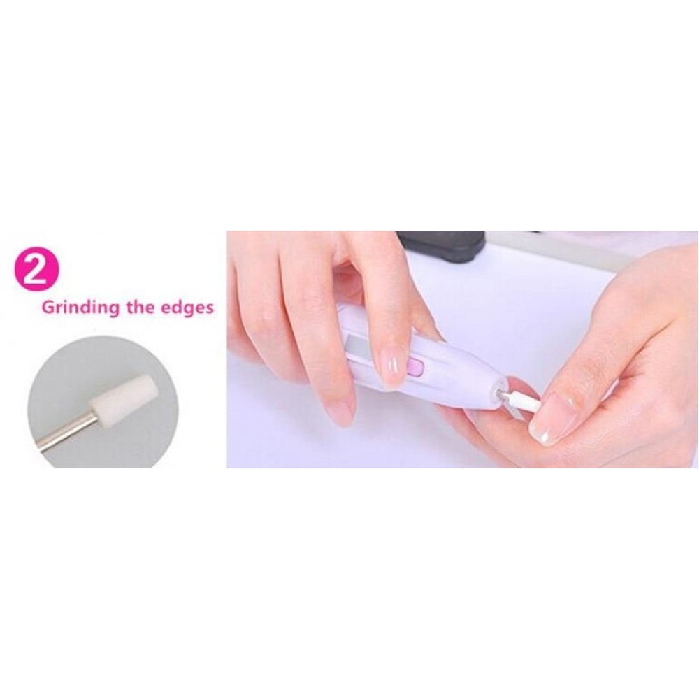 5 en 1 appareil électronique de soin des ongles manucure polissage avec 5 embouts - Blanc