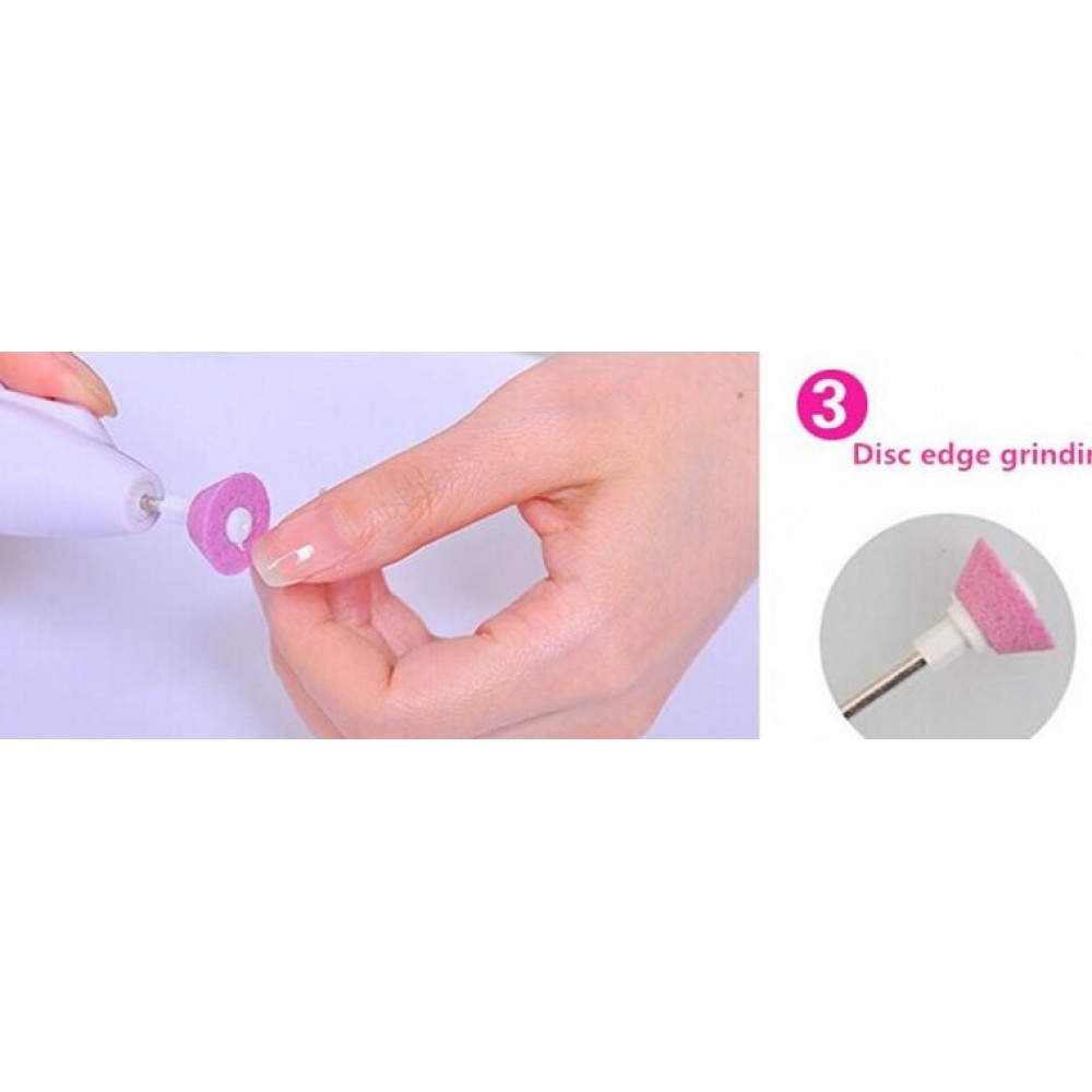 5 en 1 appareil électronique de soin des ongles manucure polissage avec 5 embouts - Blanc