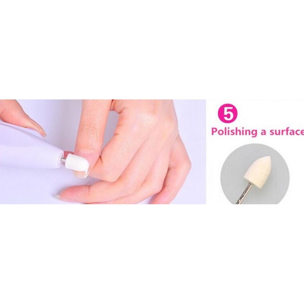 5 in 1 elektronische Nagel Pflege Maschine Manicure Polishing mit 5 Aufsätzen - Weiss
