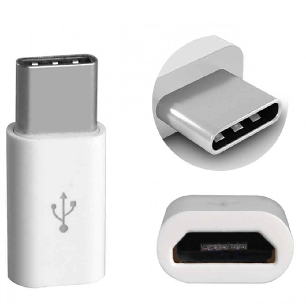 adaptateur de chargeur / branchement - Micro-USB (entré) vers USB-C (sortie) - Blanc