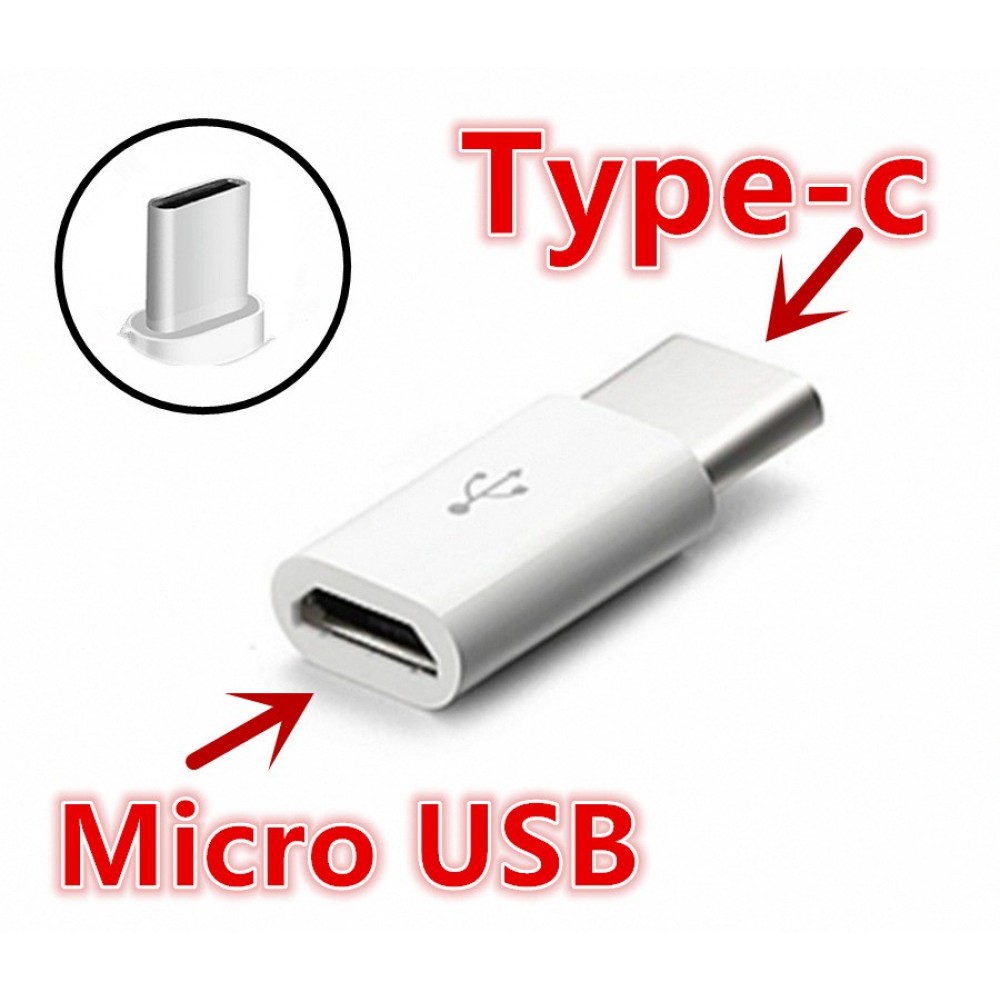 adaptateur de chargeur / branchement - Micro-USB (entré) vers USB-C (sortie) - Blanc