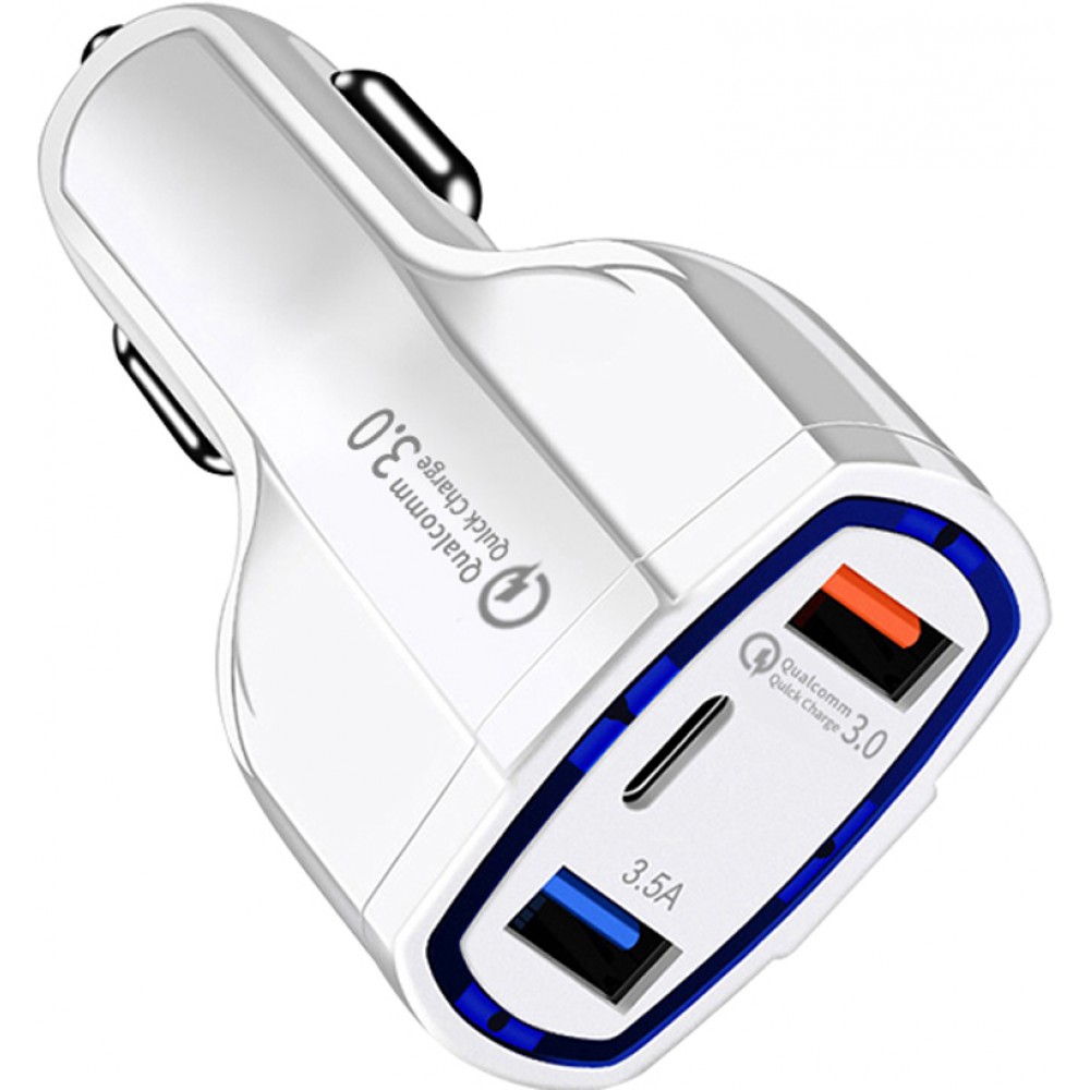 Adapter fürs Auto Qualcomm Quick Charge USB-C - Weiss