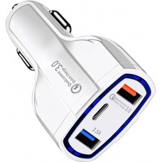 Adaptateur allume-cigare Qualcomm Quick Charge USB-C - Blanc