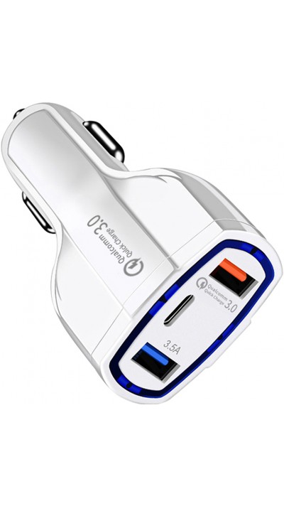 Adaptateur allume-cigare Qualcomm Quick Charge USB-C - Blanc