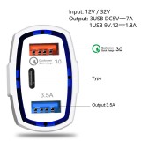 Adapter fürs Auto Qualcomm Quick Charge USB-C - Weiss